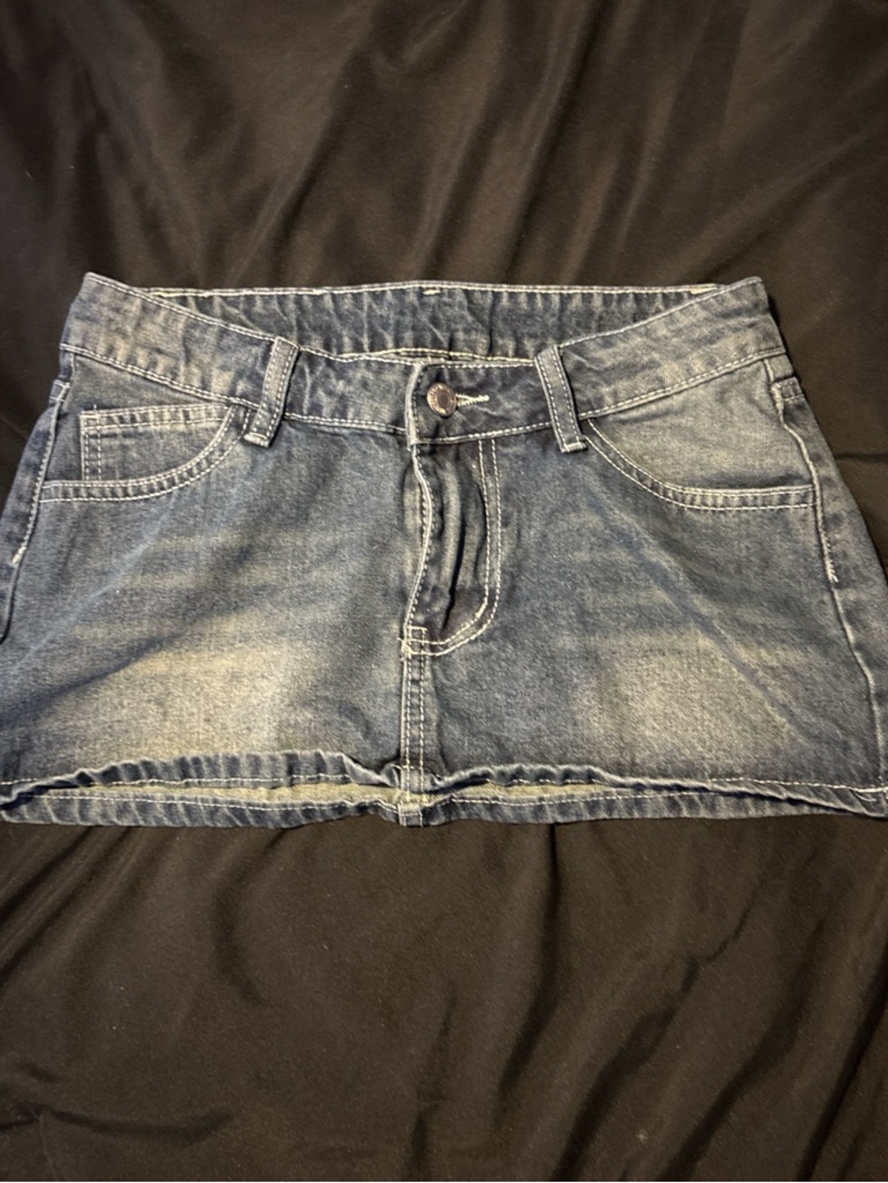 Dark Blue Low Rise Mini Skirt